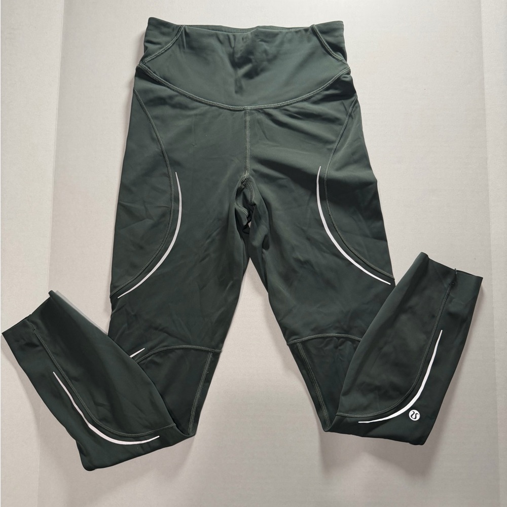 lululemon athletica Girls' Dark Green Reflective Athletic Leggings